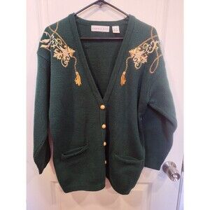 Women's Summit Hill Button Front Oversized Cardigan Green Small Grandmacore